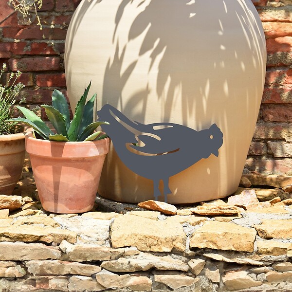 CENTRALE BRICO - Figurine à piquer Poule - 28x39 cm - anthracite - large