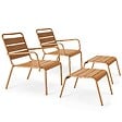 OVIALA - Lot de 2 fauteuils relax avec repose-pieds en métal Caramel - Palavas - vignette