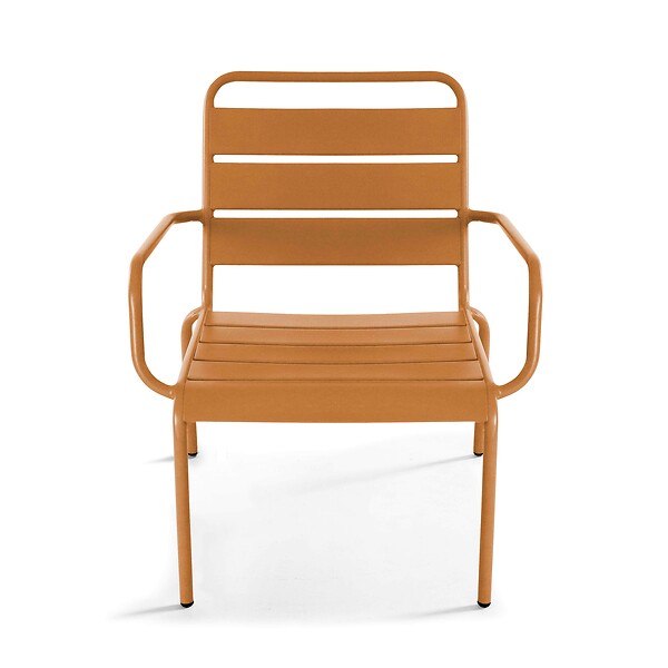 OVIALA - Lot de 2 fauteuils relax avec repose-pieds en métal Caramel - Palavas - large