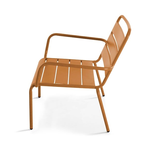 OVIALA - Lot de 2 fauteuils relax avec repose-pieds en métal Caramel - Palavas - large