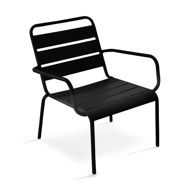 OVIALA - Lot de 2 fauteuils relax avec repose-pieds en métal Noir - Palavas - large