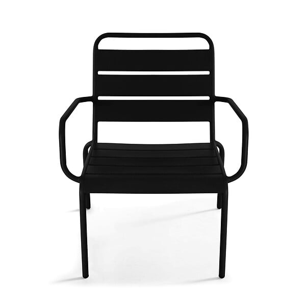 OVIALA - Lot de 2 fauteuils relax avec repose-pieds en métal Noir - Palavas - large