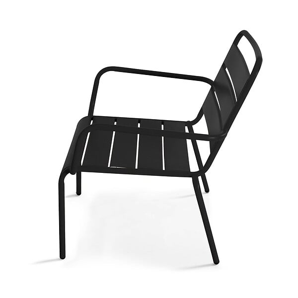 OVIALA - Lot de 2 fauteuils relax avec repose-pieds en métal Noir - Palavas - large