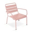 OVIALA - Lot de 2 fauteuils relax avec repose-pieds en métal Rose poudré - Palavas - vignette