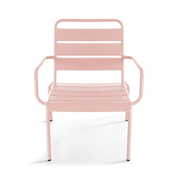 OVIALA - Lot de 2 fauteuils relax avec repose-pieds en métal Rose poudré - Palavas - large