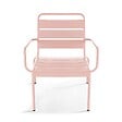 OVIALA - Lot de 2 fauteuils relax avec repose-pieds en métal Rose poudré - Palavas - vignette