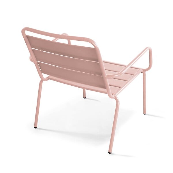 OVIALA - Lot de 2 fauteuils relax avec repose-pieds en métal Rose poudré - Palavas - large