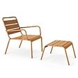 OVIALA - Fauteuil relax et repose pied en métal Caramel - Palavas - vignette