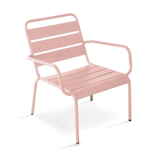 OVIALA - Fauteuil relax et repose pied en métal Rose poudré - Palavas - large