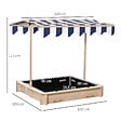 OUTSUNNY - Bac à sable carré en bois pour enfant dim. 106L x 106l cm avec bancs et couvercle - auvent réglable - vignette