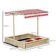 OUTSUNNY - Bac à sable bois carré dim. 1,18L x 1,18l x 1,18H m - hauteur, inclinaison toit réglables, refermable - 2 bacs - bois sapin autoclave - vignette