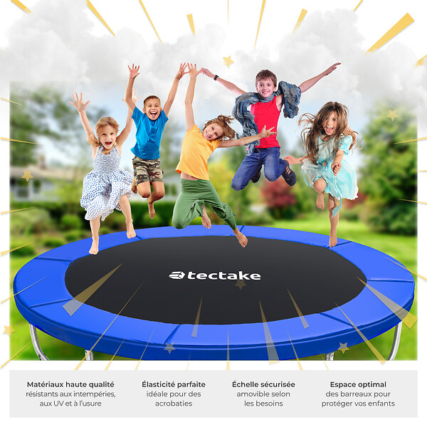 TECTAKE - Trampoline modèle B noir/bleu - large