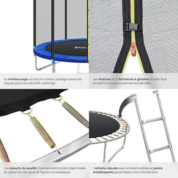 TECTAKE - Trampoline modèle B noir/bleu - large
