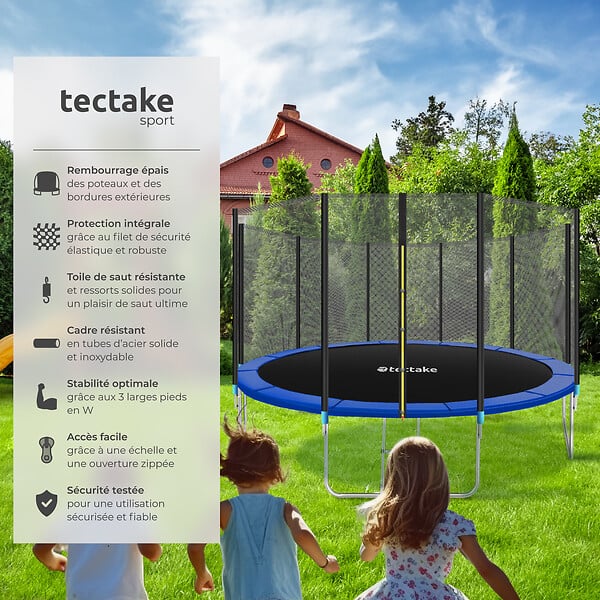 TECTAKE - Trampoline modèle B noir/bleu - large