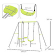 OUTSUNNY - Balançoire 2 agrès portique avec balançoire et face à face dim. 2,55L x 1,6l x 1,8H m métal époxy PE gris vert - vignette
