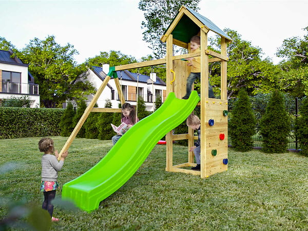 FUNGOO - Aire de jeux Charly avec balançoire double et mur d'escalade - Fungoo - large