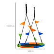 OUTSUNNY - Balançoire nid d'oiseau ronde balançoire panier Ø 100 cm 2 anneaux inclus métal époxy PP Oxford haute densité drapeaux multicolores - vignette