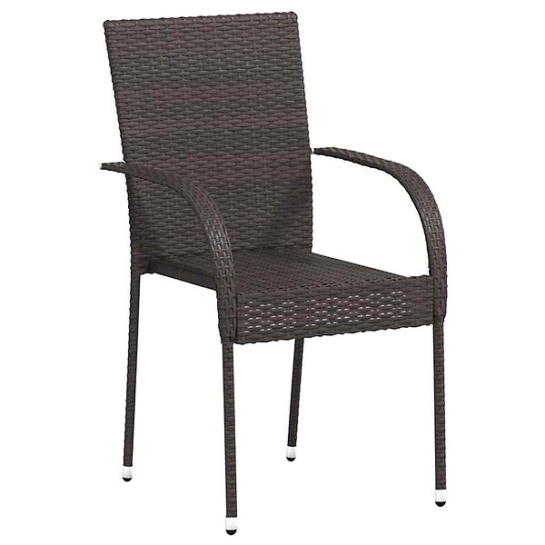 VIDAXL - vidaXL Chaises empilables d'extérieur lot de 4 Résine tressée Marron - large