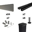 DECKLINEA - Kit Clôture Composite RIO Platines 13x1,8m - Bois composite & Aluminium - Poteaux Noir sur Platines - Brise vue - vignette