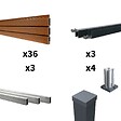 DECKLINEA - Kit Clôture Composite SANTOS Teck 5,5x1,8m - Bois composite & Aluminium - Poteaux sur Platines Gris - Brise vue - Palissade - vignette