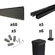 DECKLINEA - Kit Clôture Composite RIO Anthracite 9x1,8m - Bois composite & Aluminium - Poteaux sur Platines Noir - Brise vue - vignette