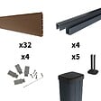 DECKLINEA - Kit Clôture Composite sur Muret RIO Bronze 7,5x1,2m - Bois composite & Aluminium - Poteaux sur Platines Gris - Brise vue - vignette