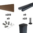 DECKLINEA - Kit Clôture Composite RIO Bronze 16,5x1,8m - Bois composite & Aluminium - Poteaux sur Platines Gris - Brise vue - vignette