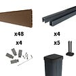 DECKLINEA - Kit Clôture Composite RIO Bronze 7,5x1,8m - Bois composite & Aluminium - Poteaux sur Platines Gris - Brise vue - vignette