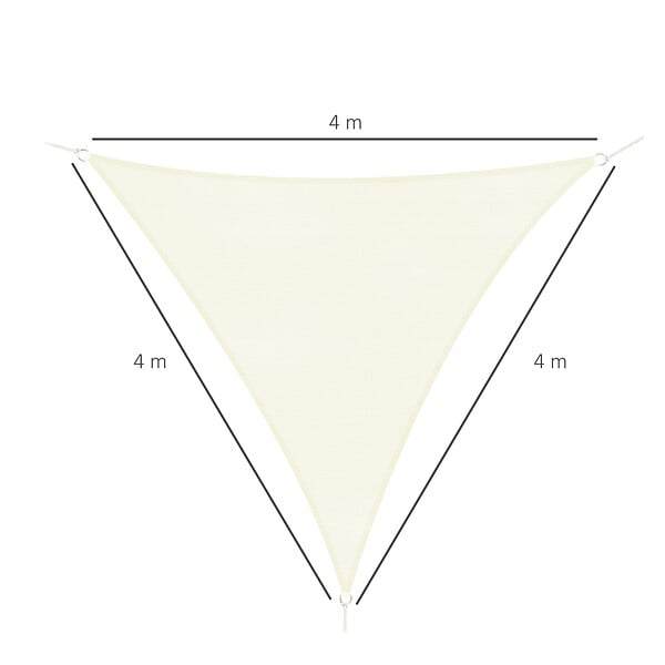 OUTSUNNY - Voile d'ombrage triangulaire grande taille 4 x 4 x 4 m polyéthylène haute densité résistant aux UV crème - large