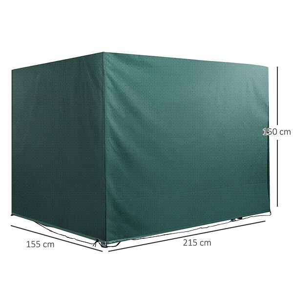 OUTSUNNY - Housse de protection balancelle de jardin bâche étanche dim. 2,15L x 1,55l x 1,5H m PE vert - large