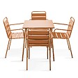 OVIALA - Ensemble table de jardin carrée et 4 fauteuils acier 70 cm caramel - Palavas - vignette