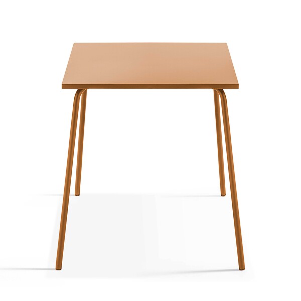 OVIALA - Ensemble table de jardin carrée et 4 fauteuils acier 70 cm caramel - Palavas - large