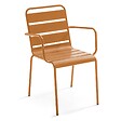 OVIALA - Ensemble table de jardin carrée et 4 fauteuils acier 70 cm caramel - Palavas - vignette