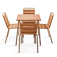 OVIALA - Ensemble table de jardin et 4 chaises en métal caramel - Palavas - vignette