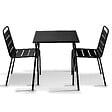 OVIALA - Ensemble table de jardin carrée et 2 chaises noir - Palavas - vignette