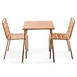 OVIALA - Ensemble table de jardin carrée et 2 chaises caramel - Palavas - vignette