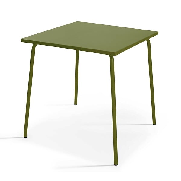 OVIALA - Ensemble table de jardin carrée et 2 chaises vert Kaki - Palavas - large