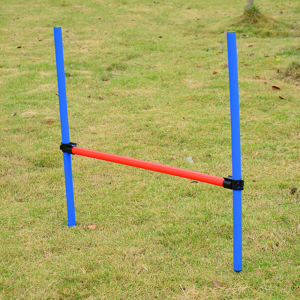 PAWHUT - Agility sport pour chiens équipement complet obstacles et entrainement 11 pièces avec sac de transport acier rouge et bleu - large