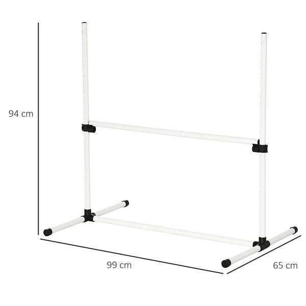 PAWHUT - Agility sport pour chiens set de 4 obstacles professionnels avec système de maintien au sol sac transport fourni blanc noir - large