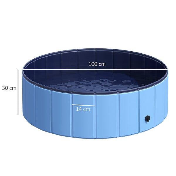 PAWHUT - Piscine pour chien bassin PVC pliable anti-glissant facile à nettoyer diamètre 100 cm hauteur 30 cm bleu - large