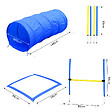 PAWHUT - Agility sport pour chiens équipement complet obstacles, tunnel, slalom, zone repos + 2 sacs de transport bleu jaune - vignette
