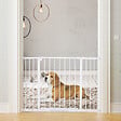 PAWHUT - Barrière de sécurité longueur réglable dim. 76-107l x 76H cm sans perçage métal plastique blanc - vignette