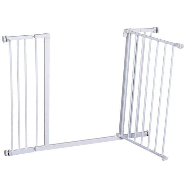 PAWHUT - Barrière de sécurité longueur réglable dim. 76-107l x 76H cm sans perçage métal plastique blanc - large