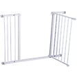 PAWHUT - Barrière de sécurité longueur réglable dim. 76-107l x 76H cm sans perçage métal plastique blanc - vignette