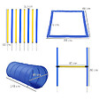 PAWHUT - Agility sport pour chiens équipement complet obstacle, tunnel, slalom, zone repos + sac de transport bleu jaune - vignette