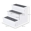 PAWHUT - Escalier pour chien animaux rampe 3 marches revêtement tapis coffre interne rangement blanc - vignette