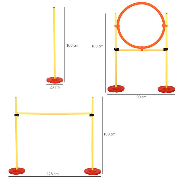 PAWHUT - Agility sport pour chiens équipement complet haies, slalom + sac de transport jaune - large