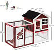 PAWHUT - Clapier cage à lapins multi-équipé : niche supérieure avec rampe, plateau excrément, fenêtre + enclos  extérieur sécurisé 2 portes 122L x 63l x 92H cm rouge brique - vignette