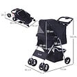PAWHUT - Poussette buggy pour chiens 75L x 46l x 94H cm pliable imperméable tissu 600D Oxford 4 roues noir - vignette