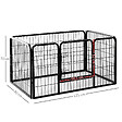 HOMCOM - Luxe parc enclos acier 125L x 80l x 70H cm 4 panneaux et 1 porte pour chiens noir - vignette